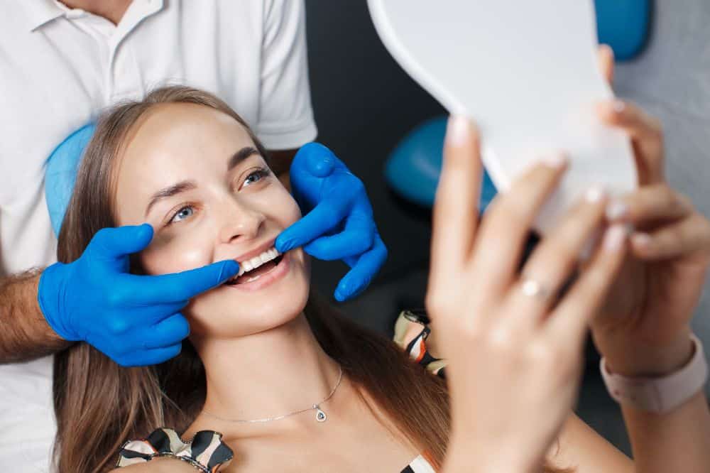 a women is getting dental treatment